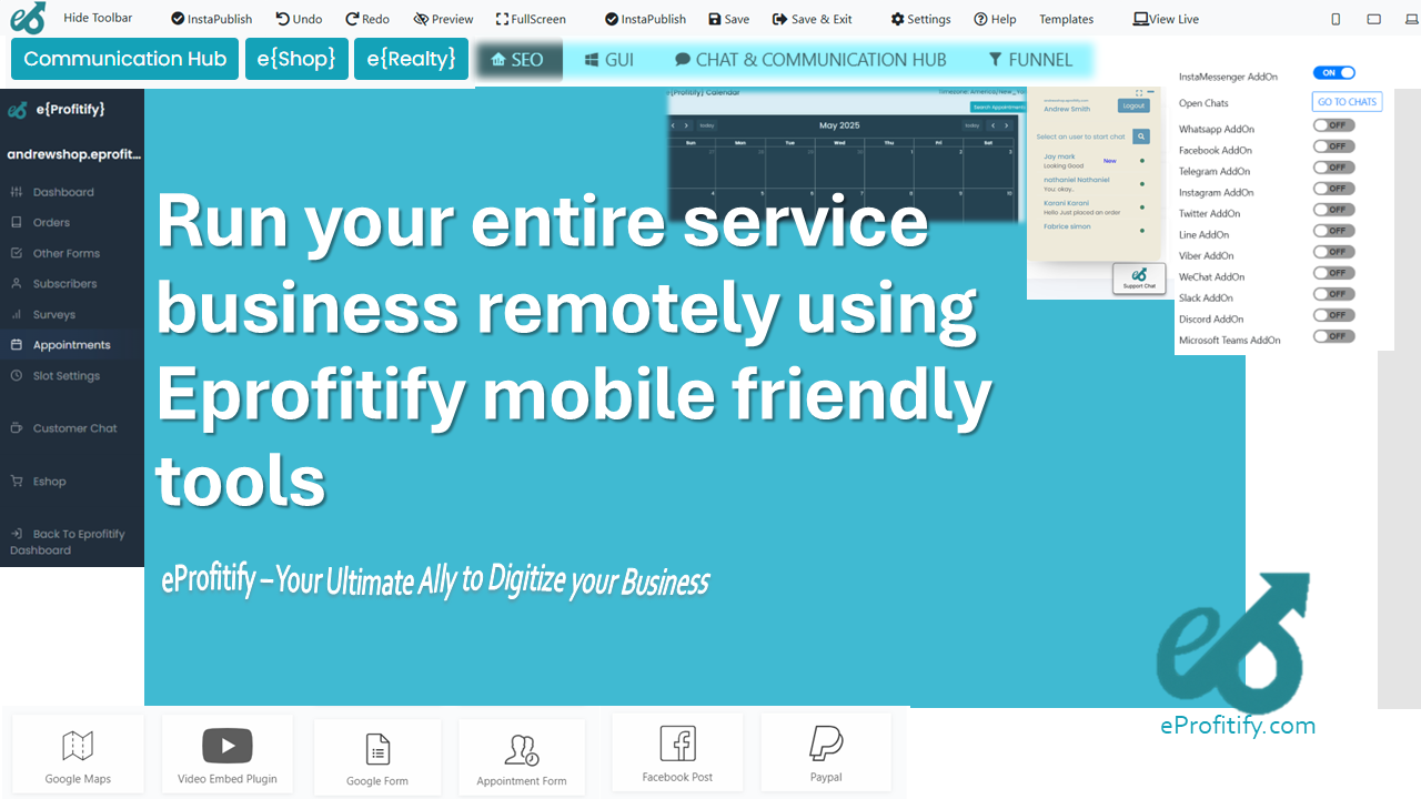 Run your entire service business remotely using Eprofitify mobile friendly tools